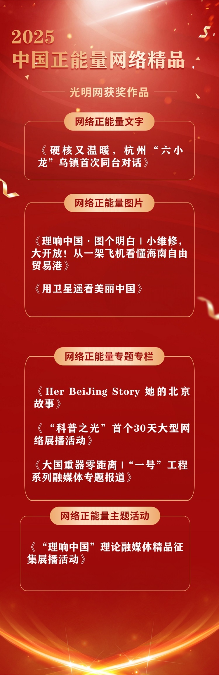 光明网7件作品入选2025中国正能量网络精品